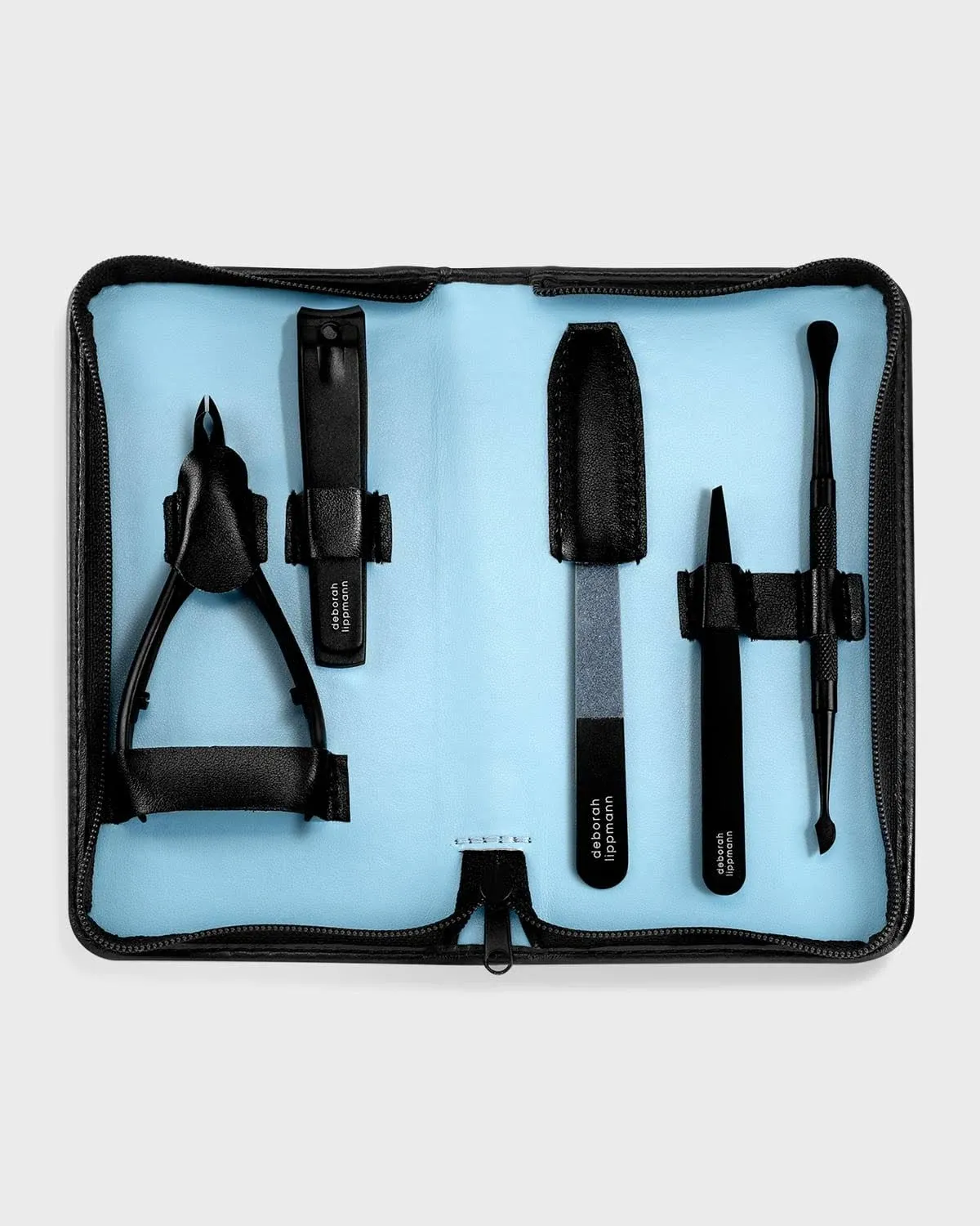 Deborah Lippmann Instruments | 5 Piece Custom-Made Manicure Kit | Nail File, Cuticle Pusher & Nail Cleaner, Nail Clipper, Cuticle Nipper, and Tweezer