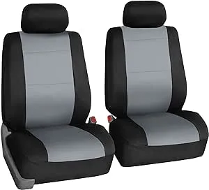 FH Group Car Seat Covers Front Set Neoprene -Car Seat Cover for Low Back Seats with Removable Headrest,Universal Fit,Automotive SeatCovers,Airbag Compatible,Car Seat Cover for SUV,and Van Gray