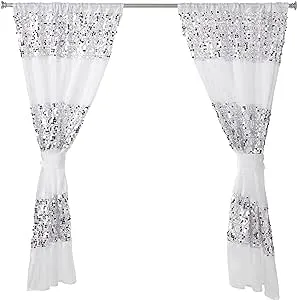 Popular Bath Sinatra White Window Curtain Classic Luxury Window Curtain Contemporary Decor White Color for Shower Unique Design Stylish Bathroom Window Curtain Decor Bling Mosaic