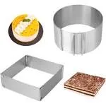 Adjustable Cake Ring 2 Pack, 6 to 12 Inch Stainless Steel Mousse Cake Mold Ring with scaling for Kitchen DIY Pastry, Square and Round