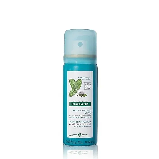 Klorane Detox Dry Shampoo with Aquatic Mint, All Hair Types, Invisible Finish, Cooling, Paraben & Sulfate-Free