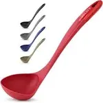 Zulay Soup Ladle Spoon with Comfortable Grip - Cooking and Serving Spoon for Soup, Chili, Gravy, Salad Dressing & Pancake Batter - Large Nylon Scoop & Ladle Spoon Great for Canning and Pouring - Red