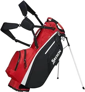 Srixon - Premium Stand Golf Bag - 6 Club Divider - 6 Zipper Pockets including a Velour-lined Valuable and Water-Resistant Pocket and Insulated Pocket - Pen Holder and Cart Lock Bottom Base