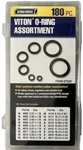 180 Piece Viton O-Ring Kit Excellent Protection High Heat Applications