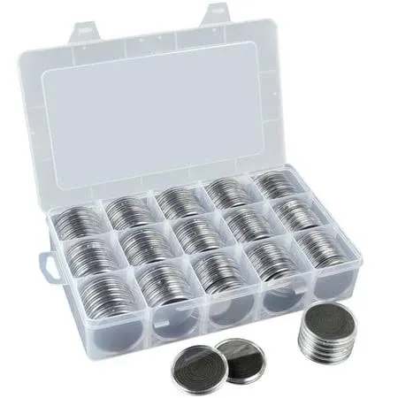 Fullcase 105 Pieces 46mm Coin Capsules with Foam Gasket and Plastic Storage Organizer Box, 6 Sizes (20/25/27/30/38/46mm) Coins Collector Case Holder (