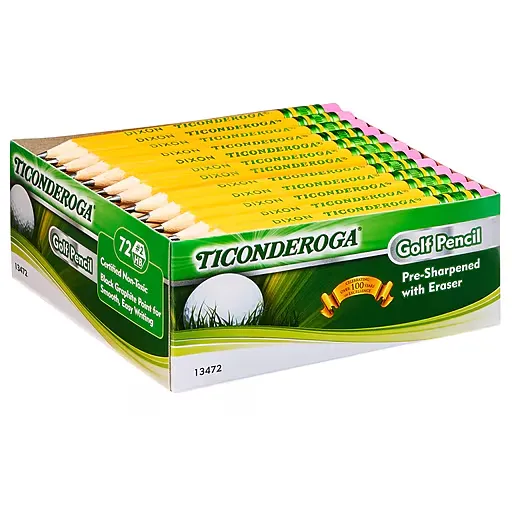 Ticonderoga Golf Pencils - Yellow Barrel - 72 / Box