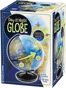 Thames & Kosmos Day & Night Globe - Handcrafted, Acrylic - Made in Germany by Columbus Globes - 10 inch, Illuminated LED Light-up with Night Sky Constellation Map