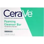 CeraVe Foaming Cleanser Bar | Soap-Free Body and Face Cleanser Bar for Oily Skin | Fragrance Free | 4.5 Ounce