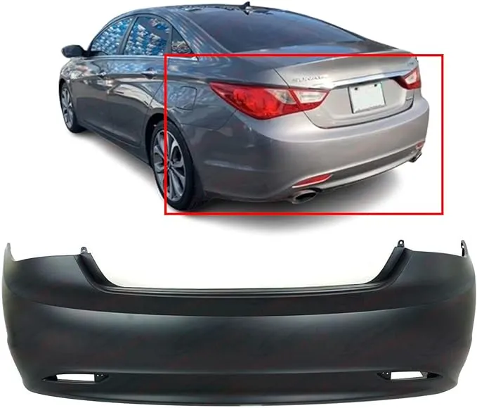 FitParts Compatible with Rear Bumper Cover Fascia 2011-2013 Hyundai Sonata GLS GL Limited SE 2.0T Sedan. New Primed Without Sensor Holes. HY1100175 866103Q000