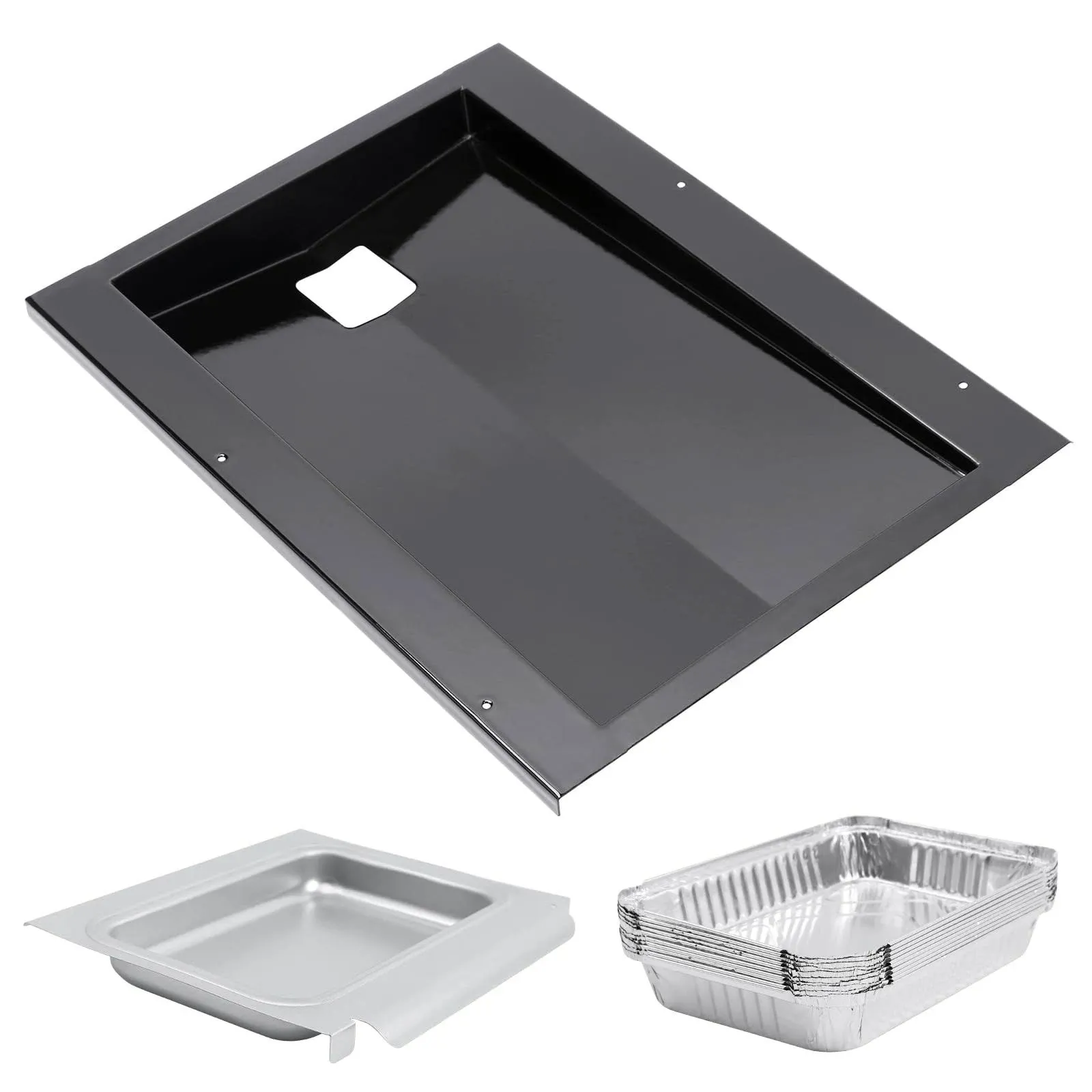 QuliMetal 91354 Grease Tray with 67047 Catch Pan for Weber Spirit 310 and 320 Grills Made in 2009 and 2012, Drip Pan Replaces Weber #91354 Spirit Grease Tray, 17-3/4" L x 13" W x 3" H