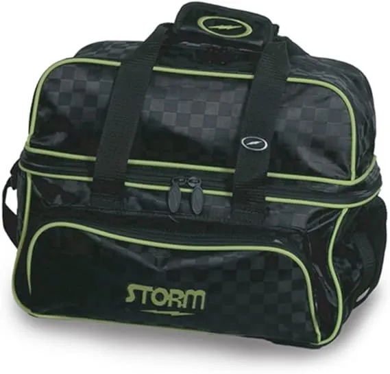 Storm 2 Ball Deluxe Checkered Tote Bowling Bag- Black/Lime