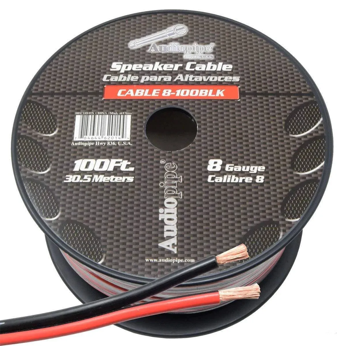 Audiopipe 8 Gauge Speaker Wire 100&#039; Red/Black Cable8-100Blk