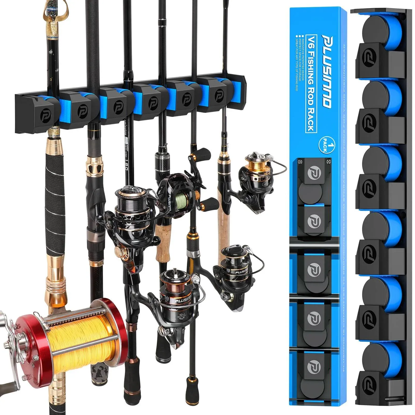 PLUSINNO Fishing Gifts for Men - V6 Vertical Fishing Rod/Pole Holders, Support Extra Large & Heavy Fishing Rod Combos, Fishing Rod Holders for