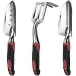 ESOW Garden Tool Set, 3 Piece Cast-Aluminum Heavy Duty Gardening Kit Includes Hand Trowel, Transplant Trowel and Cultivator