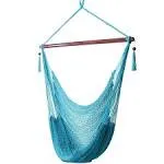 Sunnydaze Decor Caribbean Soft Spun Hanging Hammock Chair without Stand, Sky Blue, XL