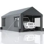 VEVOR Carport 10x20ft Portable Garage, Heavy Duty Car Canopy with Roll-Up Ventilated Windows & Removable Sidewalls, UV Resistant