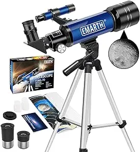 Telescope, 70MM Aperture Kids Telescope with 2 Eyepieces, 360MM Refractor Portable Telescope for Kids with Tripod & Finder Scope, STEM Toys Astronomy Gifts for Children Blue