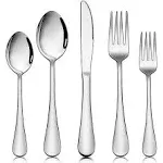 Homikit 20-Piece Black Silverware Flatware Set for 4, Stainless Steel Eating Utensils Cutlery Includes Knives/Spoons/Forks, Tableware for Home Restaurant Party, Shiny Mirror Polished, Dishwasher Safe