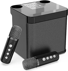 Karaoke Machine for Adults and Kids, FULLIFE Portable Bluetooth PA Speaker System with 2 UHF Wireless Microphones, Karaoke Speaker with Echo, Supports TF/USB, AUX in, for Home Party, Meeting