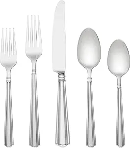 Lenox Amber Hill 65-Piece Flatware Set, 9.65 LB, Metallic