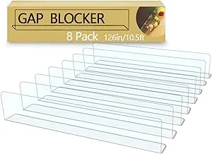 QIYIHOME 8-Pack Toy Blocker, Gap Bumper for Under Furniture, BPA Free Safe PVC with Strong Adhesive, Stop Things Going Under Sofa Couch or Bed, Easy