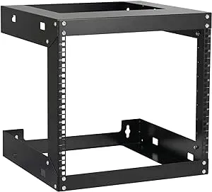 9U Wall Mount Rack Open Frame 19 Inch Server Equipment 2 Post Network Cabinet 18 inches Depth Black by Tedgetal