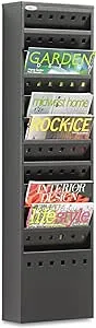 Safco 4321BL Steel Magazine Rack, 11 Pockets - Durable Wall Mounted Black Steel Construction with Optional Base - Perfect Office or School Resource Solution