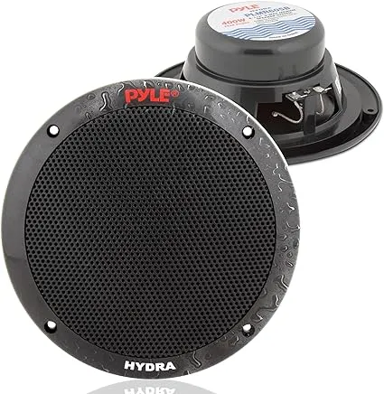 Pyle 6.5 Inch Dual Marine Speakers - 2 Way Waterproof and Weather Resistant Outdoor Audio Stereo Sound System with 400 Watt Power, Polypropylene Cone and Butyl Rubber Surround - 1 Pair - PLMR605W (Black)