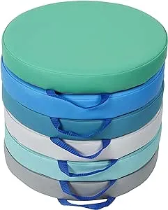 Factory Direct Partners SoftScape 15 inch Round Classroom Floor Cushions with Handles; Flexible Seating for Daycare, Preschool, Playroom; 2 inch Thick Deluxe Foam (6-Piece) - Contemporary, 11232-CT