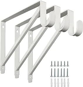 Homydom Heavy Duty Closet Shelf and Rod Brackets (White 3 Pack)