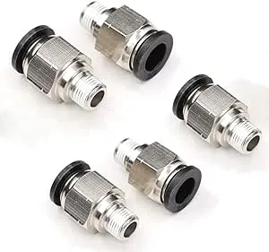 CEKER Push to Connect Air Pipe Fittings PC 3/8" Tube Od x 1/8" NPT Thread Male Straight Pneumatic Fitting Push in Quick Tube Fitting Connector 5Pack