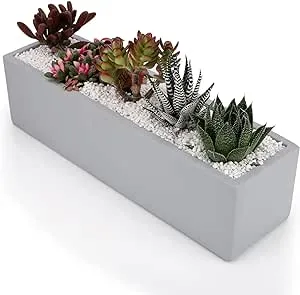 15 Inch Grey Rectangular Cement Planter Concrete Succulent Planter Windowsill Box