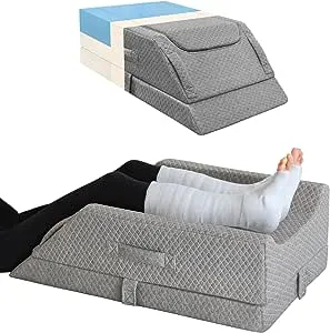 Adjustable Leg Elevation Pillows for Swelling After Surgery, Cooling Memory Foam Leg Wedge Pillow for Blood Circulation, Wedge Pillow for Sleeping, Sciatica Back Knee Hip Ankles Pain Relief