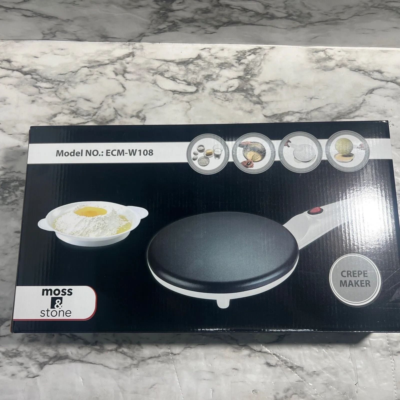 Moss &amp; Stone Electric Crepe Maker With Auto Power Off, Portable White NEW