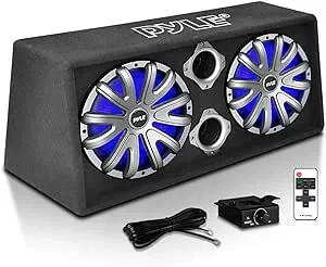 Pyle PLBAS82LE 8 inch 600 Watt Slim Mount Truck Audio Dual Bass Subwoofer Box System