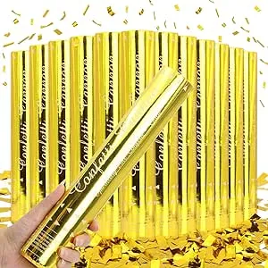 Confetti Cannon Gold Confetti Poppers Cannons 12 Pack Confetti Party Poppers Confetti Shooters Golden Confetti Cannon Bulk for Wedding Birthday Graduation Baby Shower Anniversary Christmas New Year's