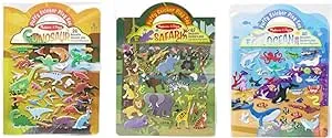 Melissa & Doug Reusable Puffy Sticker Wild Adventures Play Set 3-Pack (118 Stickers: Safari, Dinosaur, Ocean) - FSC Certified