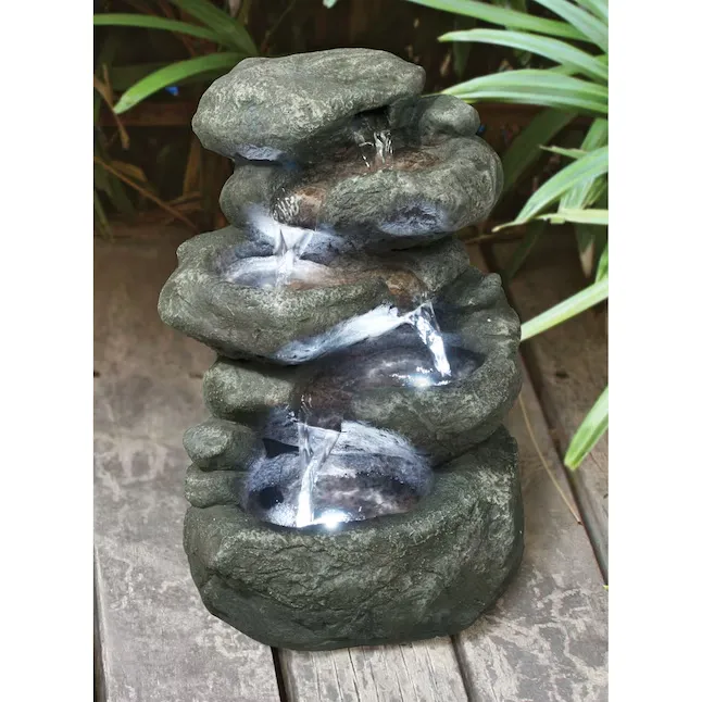 Design Toscano 11-in H Resin Water Rock Outdoor Fountain Pump Included in Green | DW35127