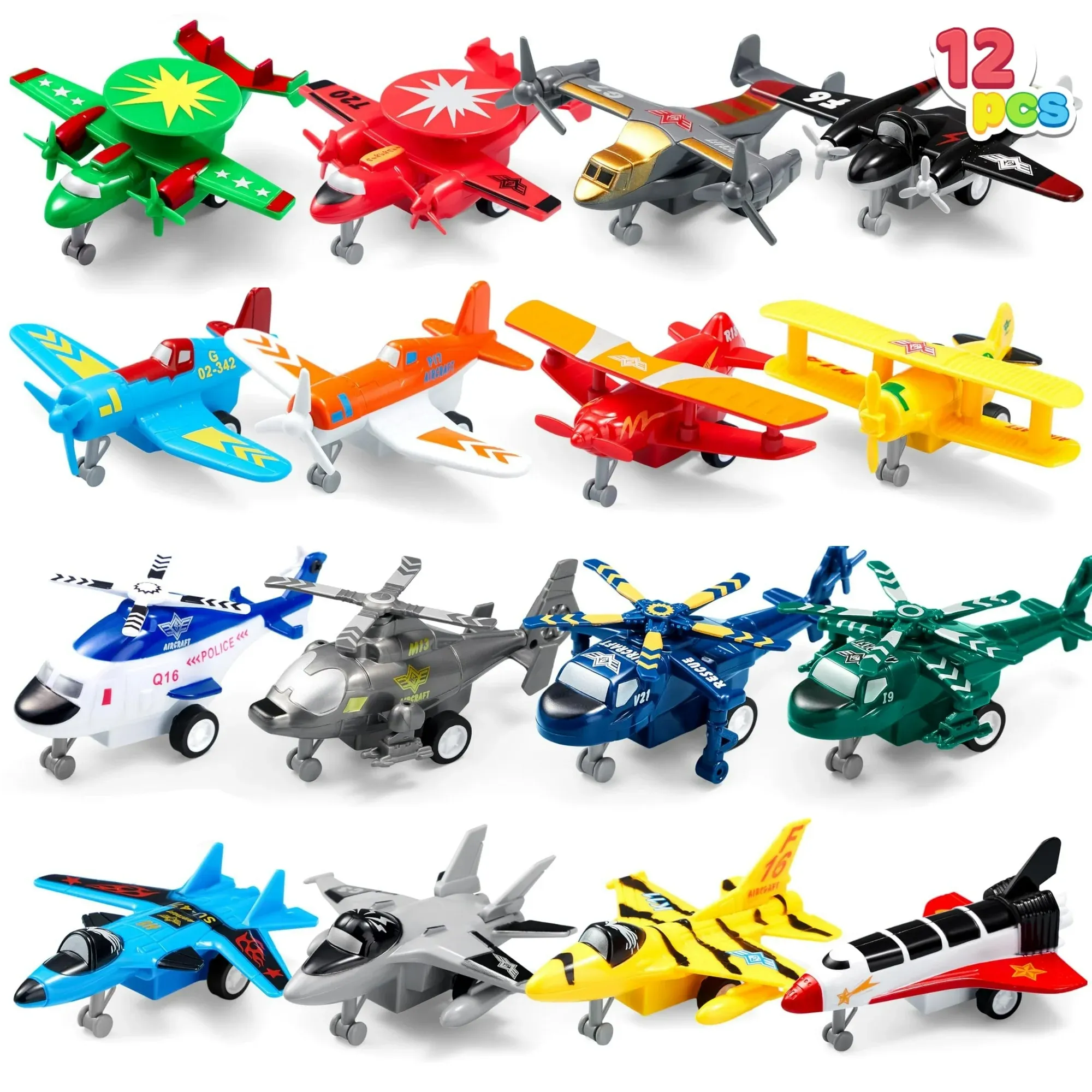 JOYIN 16 Pcs Pull Back Airplane Toys