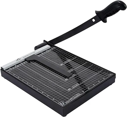 ISDIR 12-Inch Guillotine Paper Cutter, 15 Sheet Capacity, Blade Lock & Magnetic Guide, Heavy-Duty Metal Base for Precision Cutting of Cardstock, Photos, and Crafts - Ideal for Home & Office