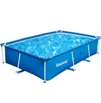 Bestway Steel Pro 9 Feet 10 Inch x 6 Feet 7 Inch x 26 Inch Rectangle Above Ground 872 Gallon Pool Set with DuraPlus Liner and FrameLink System