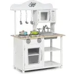 Costway Wooden Pretend Play Kitchen Set for Kids Toddlers w/ Accessories & Sink