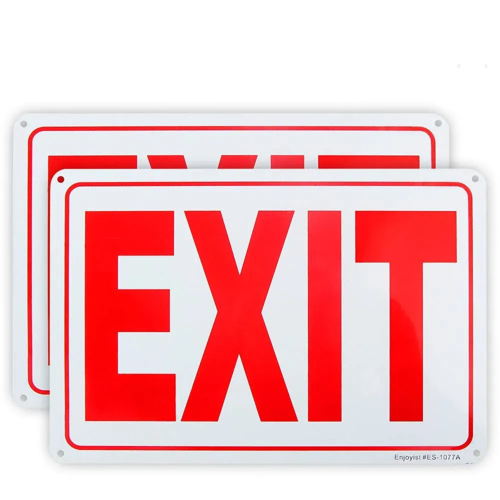 2-Pack Exit Sign 10&#034;x 7&#034; .04&#034; Aluminum Reflective Sign Rust Free Aluminum-UV ...