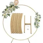 Round Golden Metal Balloon Arch Kit (6.7FT), Wedding Circle Backdrop Stand Frame for Birthday Party, Bridal Shower, Graduation, Photo Background Decoration.