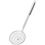 Best Utensils Asian Kitchen Stainless Steel Spider Strainer Professional Wire Skimmer with Spiral Mesh (7-Inch Strainer Basket)