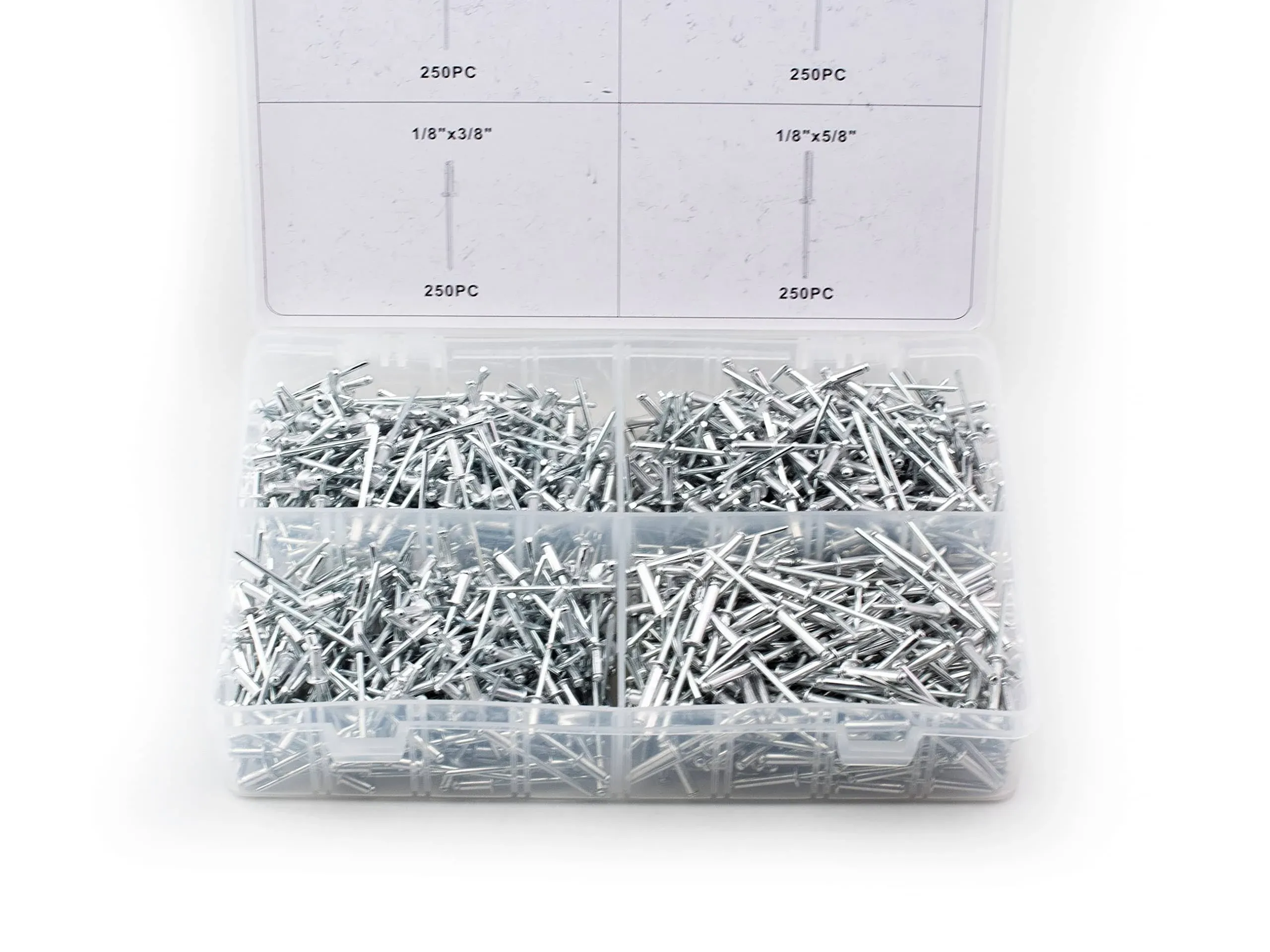 VCT 1000pc 1/8&#034; Aluminum Blind Pop Rivet Assortment 4 Hand/Air Riveter Gun Ri...