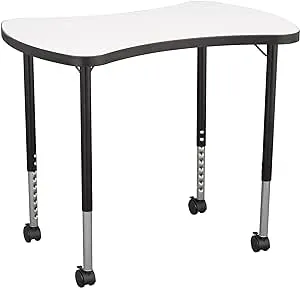 Learniture Structure Series Collaborative Dry-Erase Activity Table, Bow-Tie Mobile Collaborative Table with Whiteboard Top, 24" L x 34" W x 30" H, White/Black