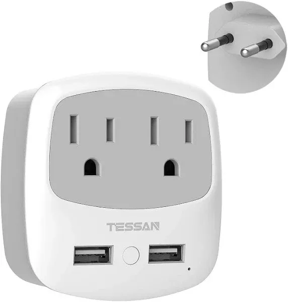 Compact European Travel Plug Adapter with 2 USB Ports - Versatile Charger