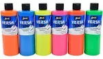 Sax Versatemp Heavy-Bodied Tempera Paint, 1 Pint Bottles, Assorted Fluorescent Neon Colors, Set of 6