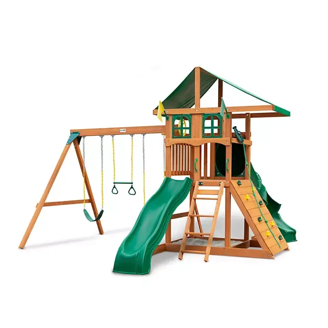 Gorilla Playsets Avalon Treehouse Wood Swing Set with Vinyl Canopy and Twister Tube Slide - Sam's Club